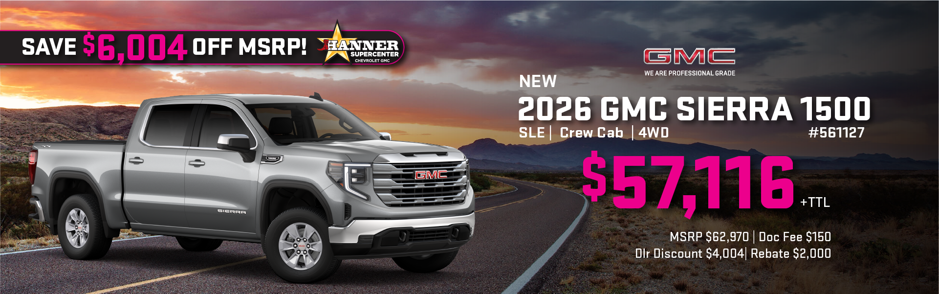 Save $6,004! 2026 Sierra 1500 SLE 