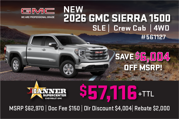 Save $6,004! 2026 Sierra 1500 SLE 