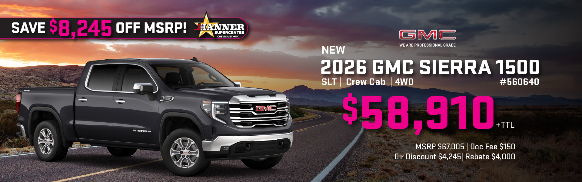 Save $8,245! 2026 Sierra 1500 SLT