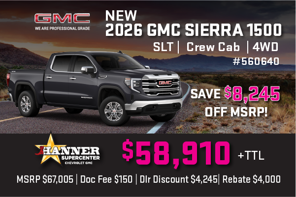 Save $8,245! 2026 Sierra 1500 SLT